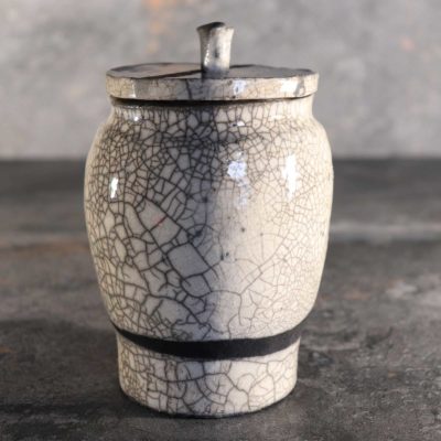 Vaso classico decorativo ceramica raku tecnica colombino bianco nero