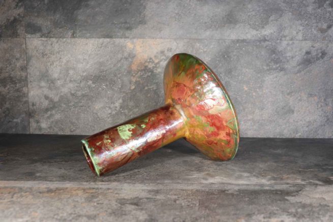 Vaso raku base larga ceramica raku giapponese, vaso d'arredo contemporaneo