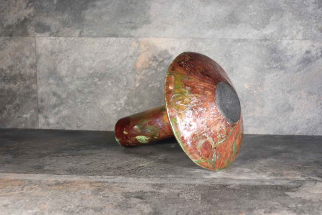 Vaso raku base larga ceramica raku giapponese, vaso d'arredo contemporaneo