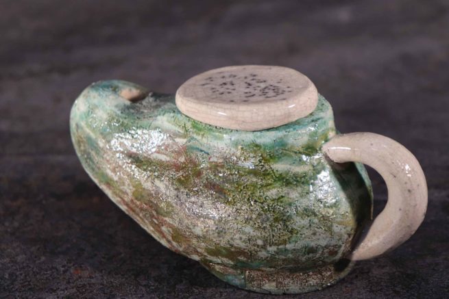 Lampada Aladino ceramica raku antichizzata funzionante ad olio