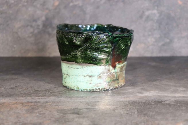 Vaso ceramica raku verde