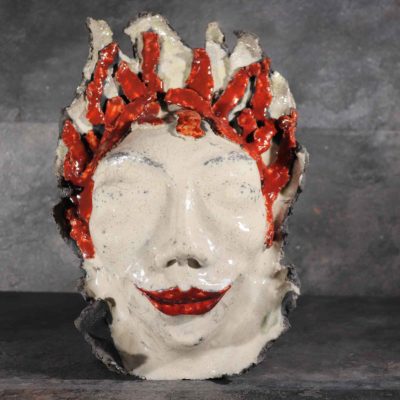 Maschera "Efesto" in ceramica raku arte