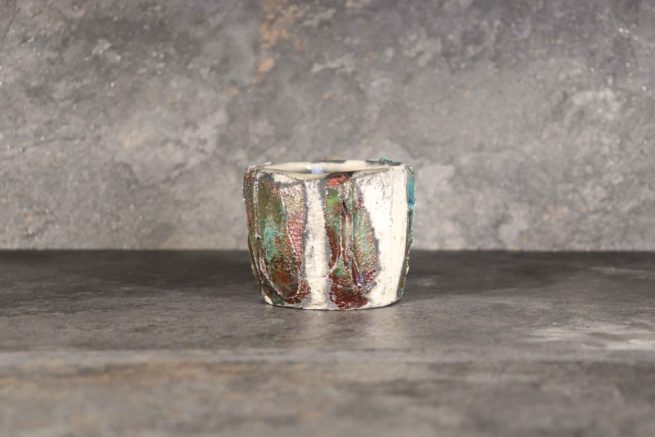 Vaso astratto raku portaoggetti fatto a mano in ceramica artistica