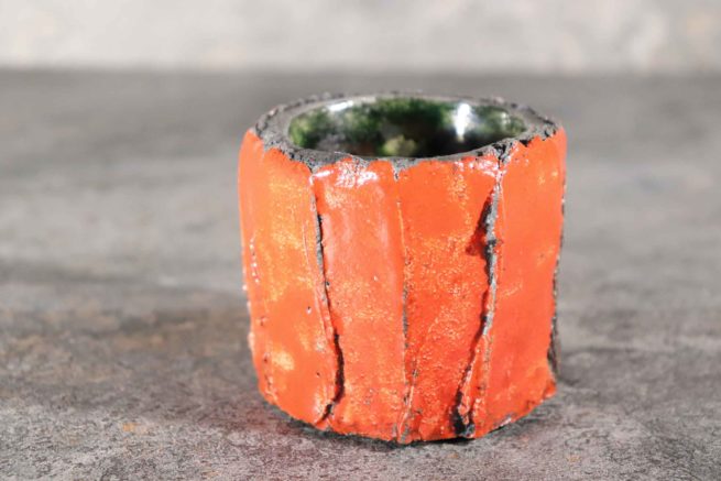 Vaso raku art portaoggetti rosso in ceramica artistica