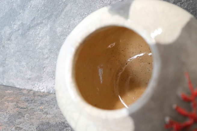 Vaso raku arredo casa, corallo rosso fatto a mano con la tecnica raku