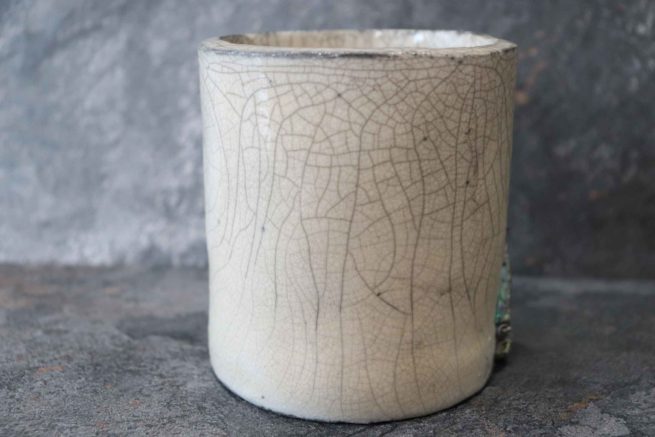 Vaso in raku ceramica Torino realizzato interamente a mano con lavorazione artigianale utilizzando la tecnica raku