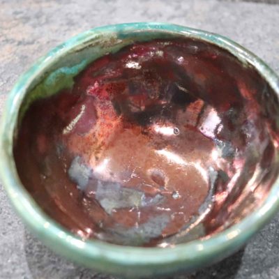 Ciotola in ceramica raku, vaso raku fatto amano, lavorazione artigianale raku, vaso d'arredo raku, portagioie raku