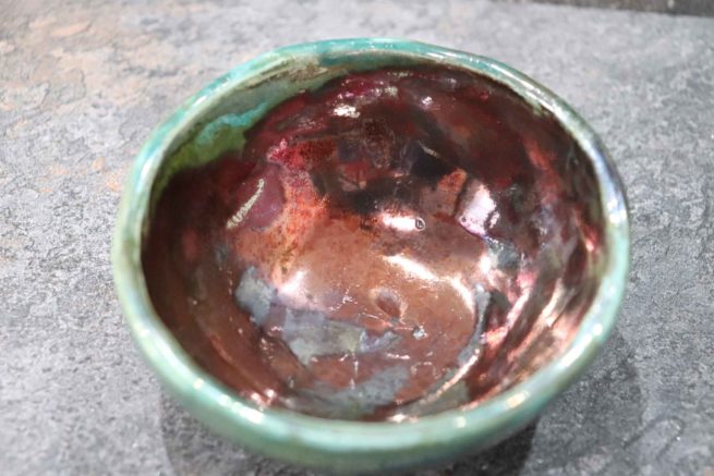 Ciotola in ceramica raku, vaso raku fatto amano, lavorazione artigianale raku, vaso d'arredo raku, portagioie raku