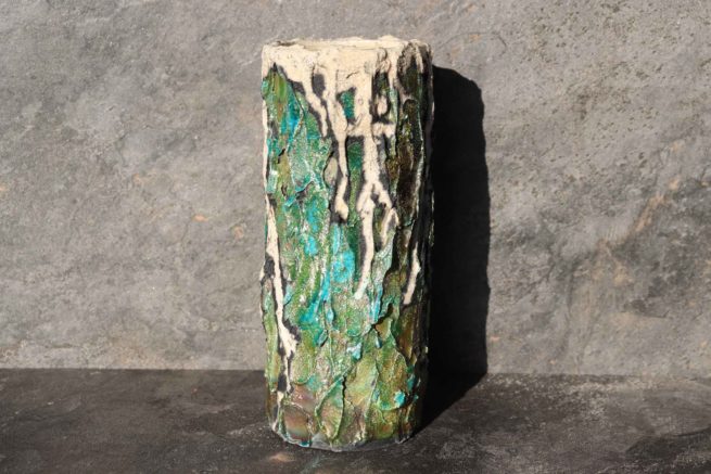 Vaso Albero della Connessione realizzato con la tecnica raku, arredo esclusivo