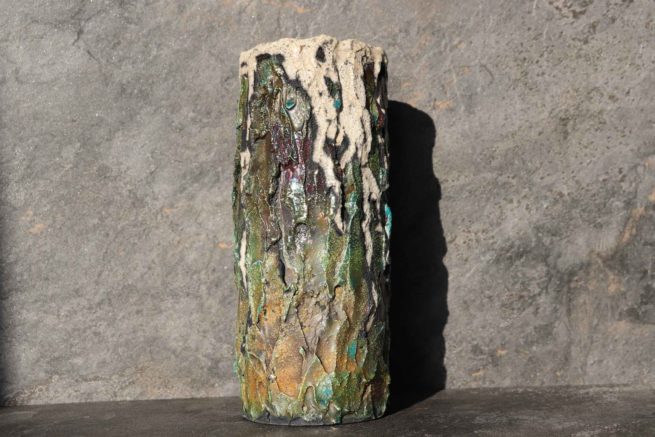 Vaso Albero della Connessione in raku art, manufatto artigianale per arredo esclusivo in ceramica raku