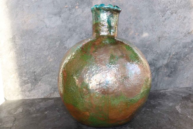 Vaso ceramica raku Terra lavorazione artigianale, oggetto d'arredo esclusivo arte raku