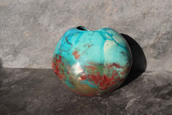 Vaso Raku Oceanico ceramiche artistiche raku, fatto a mano in ceramica raku