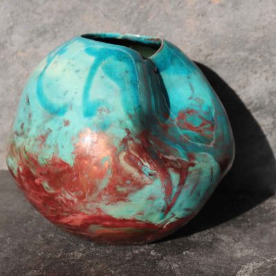 Vaso Raku Oceanico realizzato con la tecnica raku